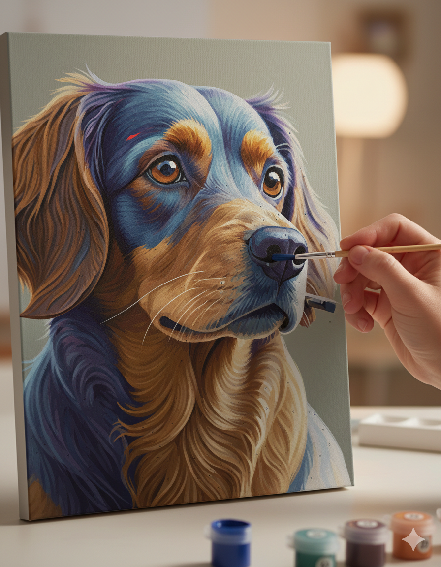 Proceso de pintura del lienzo numerado